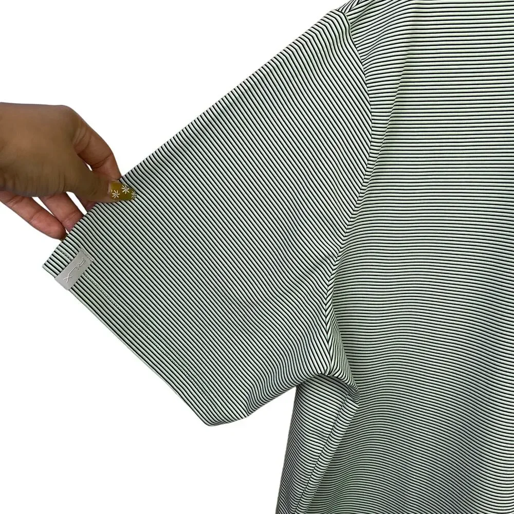Ralph Lauren Men Size XL Green White Striped Polo Golf Lightweight Outdoor Shirt
